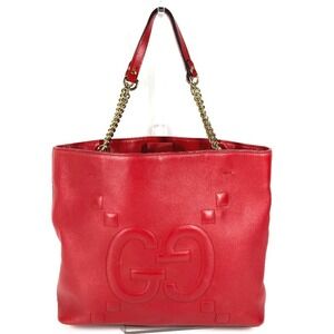 GUCCI Red Leather Shoulder Bag